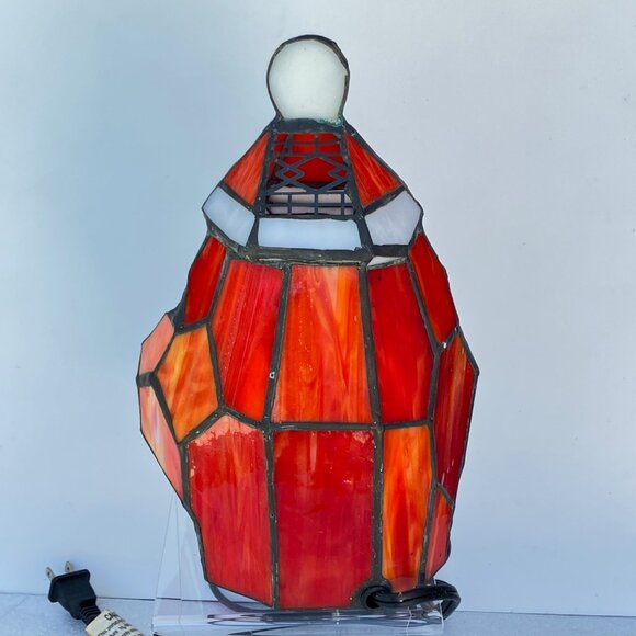 Tiffany Style Stained Glass Santa Accent Desk Lamp - Picture 8 of 13